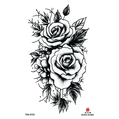 Image de Tatouage Temporaire Coloré pour Femme - Papillon & Fleur de Lys