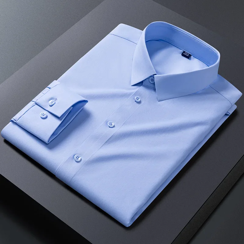 Afbeelding van Nieuwe Stretch Anti-Rimpel Heren Overhemd Lange Mouw Slim Fit - Wit Business Overhemd voor Formele Gelegenheden, Maat S tot 8XL