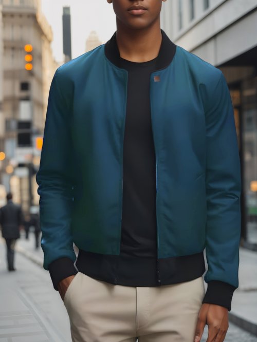Imagen de 2024 primavera y otoño nueva chaqueta corta holgada de Color sólido con cuello de béisbol para hombres de negocios Casual abrigo fino tendencia