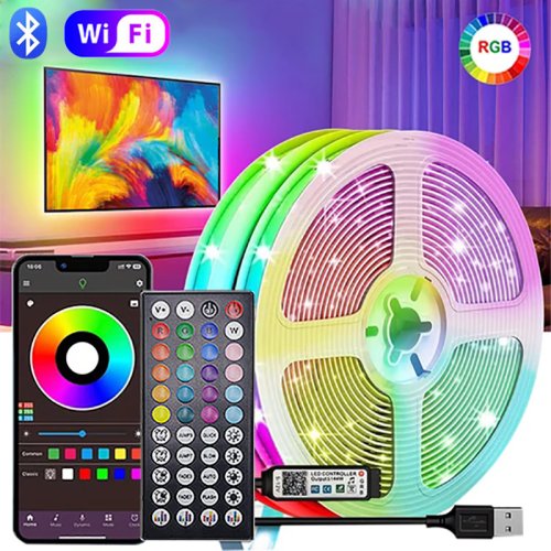Bild von RGB LED-Streifen mit Musik-Synchronisation – Farbwechsel & TV-Hintergrundbeleuchtung