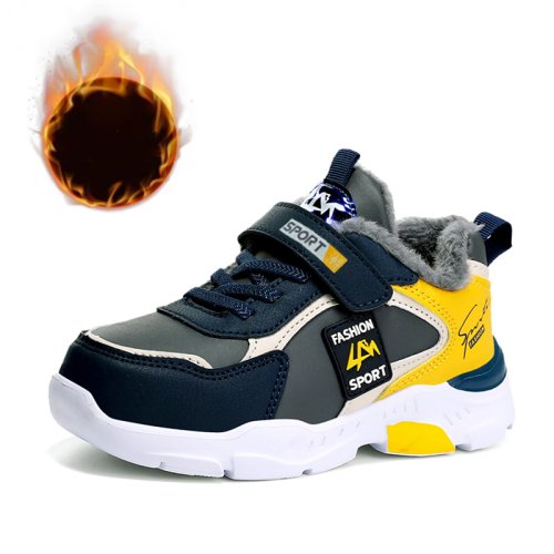 Afbeelding van Warme Winter Sneakers voor Kinderen - Katoenen Casual Schoenen met Pluche Voering voor Jongens, Modevolle School- en Wandelschoenen