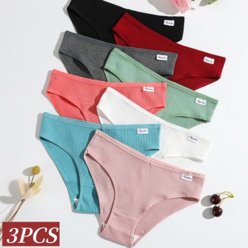 Immagine di Set da 3 Mutandine in Cotone Puro per Donna - Slip Morbidi, Traspiranti e Comfort con Elastico, Taglie S, M, L, XL