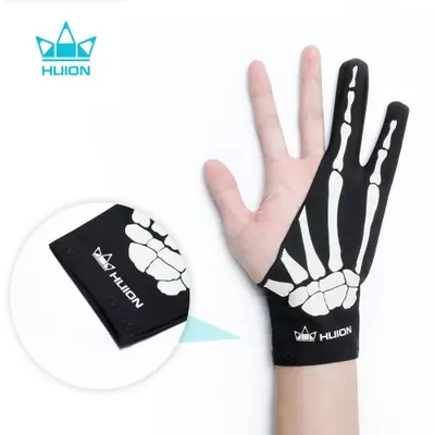 Image de Gant d'Artiste Anti-Salissure Huion - Design Squelette
