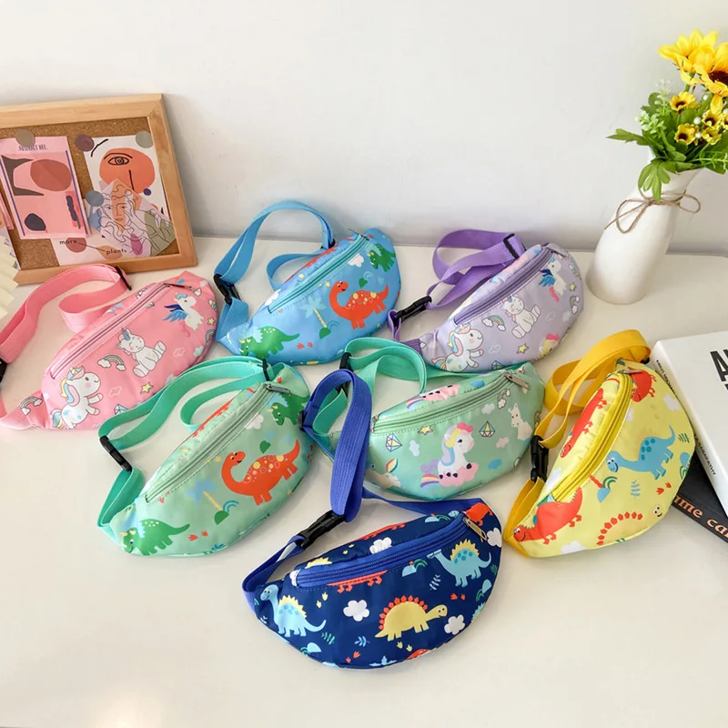 Imagen de Bolso de Hombro Cruzado con Diseño de Dinosaurio de Dibujos Animados para Niños, Bolsa de Cintura Deportiva Ideal para Correr, Cinturón con Monedero y Espacio de Almacenamiento