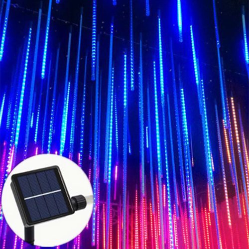 Imagen de Luz LED Solar de 50 cm con 8 Tubos para Lluvia de Meteoros, Guirnalda de Luces Navideñas Impermeable para Jardín y Decoración Exterior