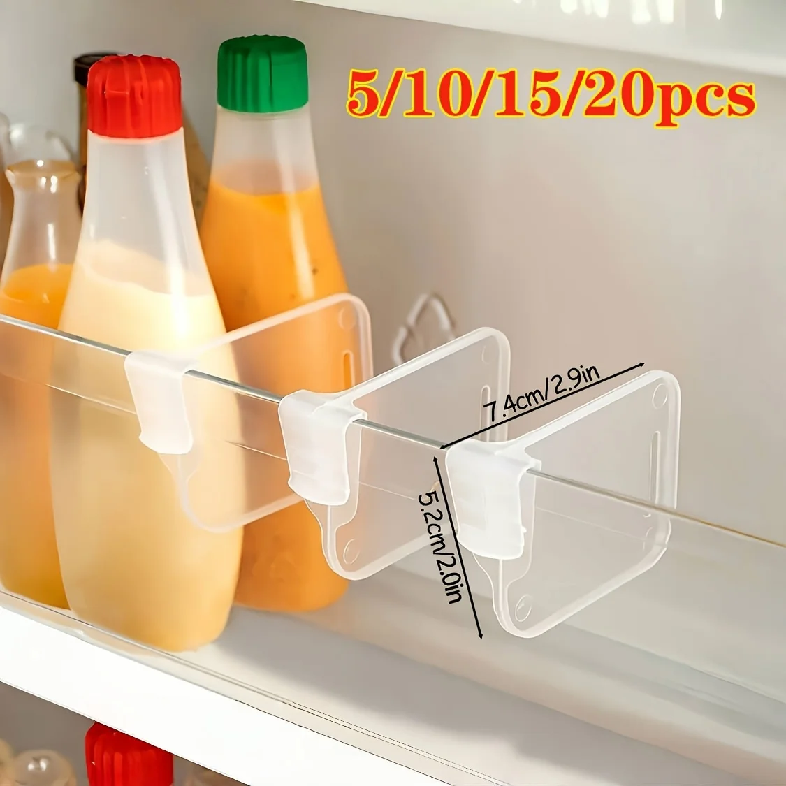 Imagen de Organizadores de Refrigerador Transparentes Ajustables - Divisores para Nevera de 5, 10, 15 o 20 Piezas, Resistentes y Ahorradores de Espacio para Cocina