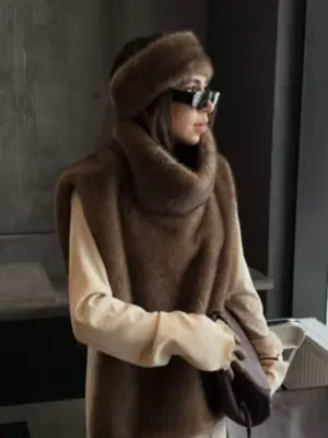 Image de Gilet Fausse Fourrure Col Montant Femme - Hiver 2025