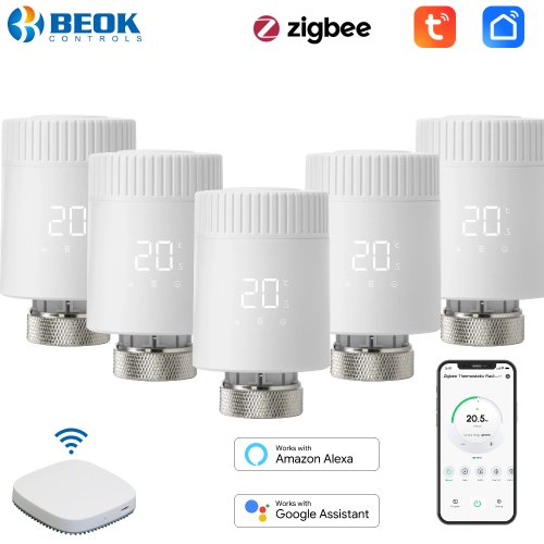 Image of Smart Zigbee Thermostatic Radiator Valve with Alexa & Google Home Integration – Programmable Remote Control for Energy-Efficient Home Heating