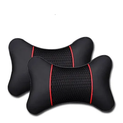 Imagen de Almohadas tejidas de cuero PU para coche, reposacabezas, cojín para reposacabezas, accesorios de asi...