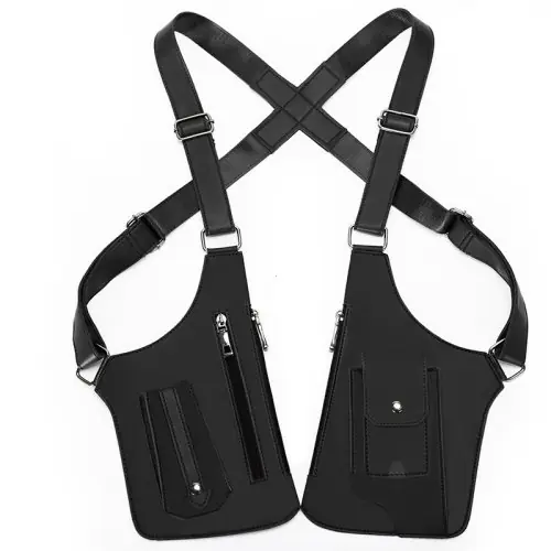 Image de Sac de Poitrine Tactique Homme - Design Vintage en Cuir PU