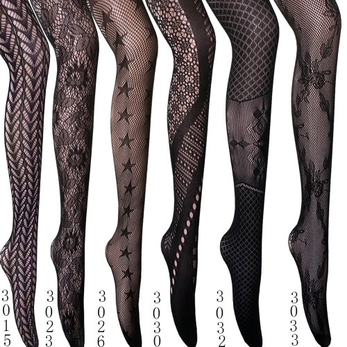 Image of Women Sexy Fishnet Tights Jacquard Weave Seamless Pantyhose Yarns Garter Grid Fish Net Stockings Black Spider Gothic Lace Tights