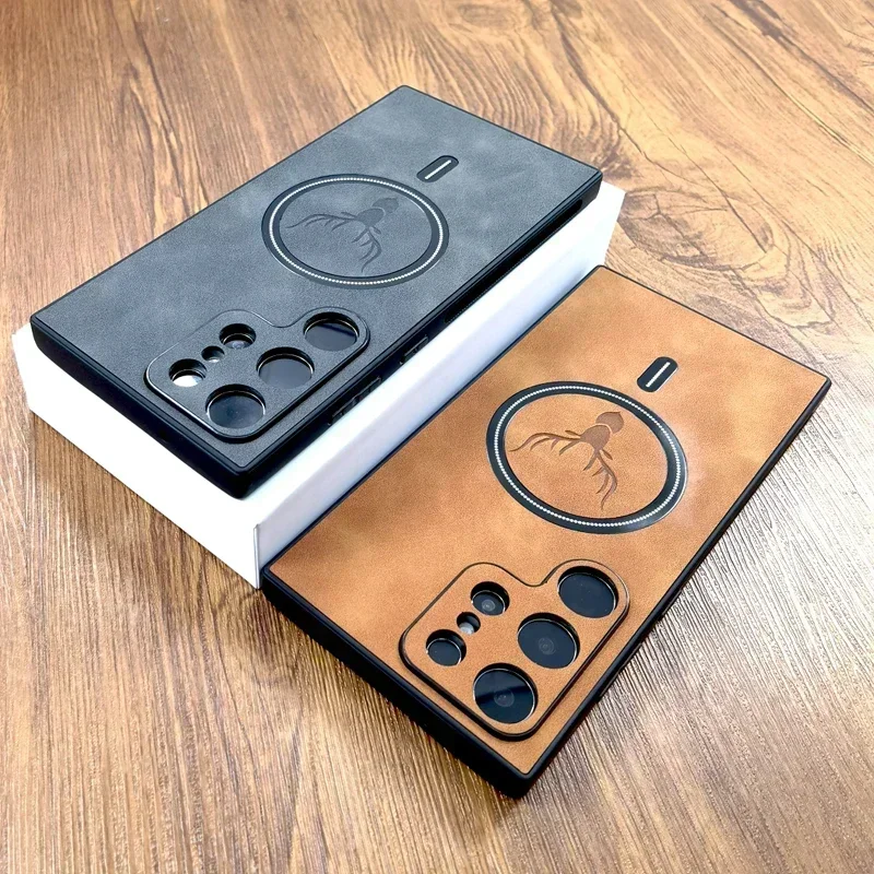 Image de Étui Vintage Cuir PU avec Chargement Sans Fil MagSafe