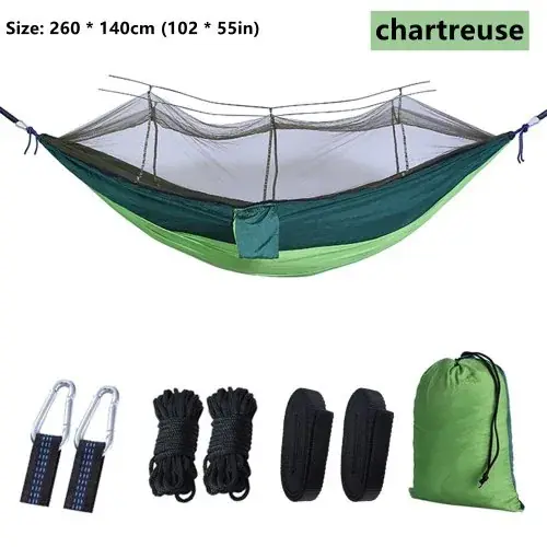 Image de Hamac Suspendu Double avec Moustiquaire - Idéal pour le Camping et la Randonnée