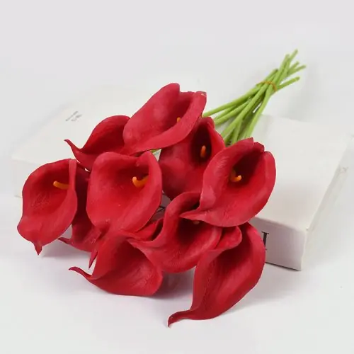 Image de Bouquet de Lys Calla Artificiels Blanc - Toucher Réel