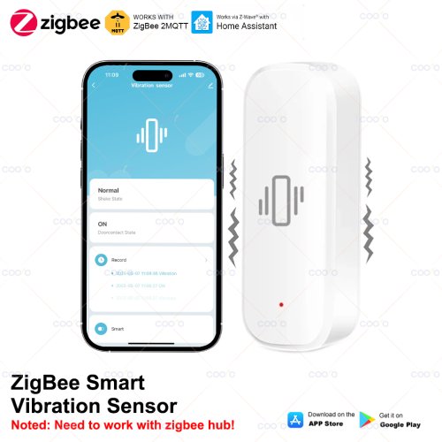 Slimme trillingssensor ZigBee-sensor Monitor App-bediening Beveiliging Zigbee-sensor Bewegingsschokalarm Ondersteuning Z2M