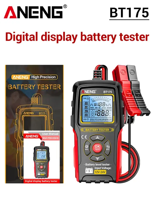 Image de Testeur de Batterie Voiture 12V/24V - Analyseur Alternateur Numérique BT175