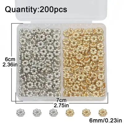 Image de Perles Flocon de Neige 6mm - Plaqué Or & Argent