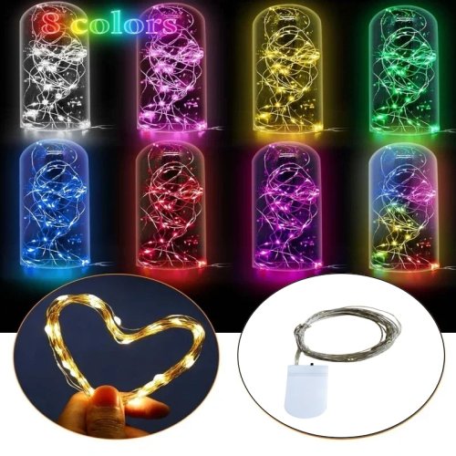 Image of Led Copper Wire Fairy Lights String Button Battery Light DIY Waterproof Garland Christmas Wedding Decoration String Lights