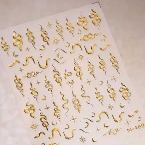 Image de Autocollants Ongles Étoiles & Serpent doré - Décoration 5D