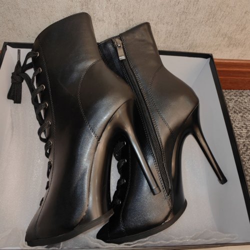 Image of Elegant Black Leather Dance Heels with 11cm High Heel and 0.5cm Platform for Women – Comfortable, Sexy, and Stylish Performance Shoes