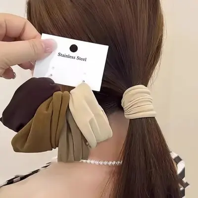 Image de 4 Pièces Scrunchies Élastiques Haute Stretch pour Femme