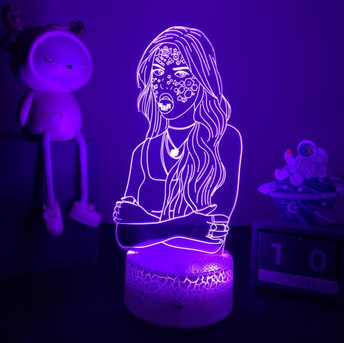 Immagine di Lampada da Tavolo 3D Olivia Rodrigo - Lampada Notturna con Design Celebrazione per Camera da Letto dei Fan