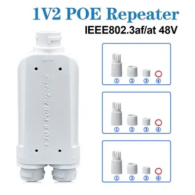 Image de Répéteur PoE 2 Ports IP66 - Prolongateur 10/100Mbps pour Caméras Extérieures