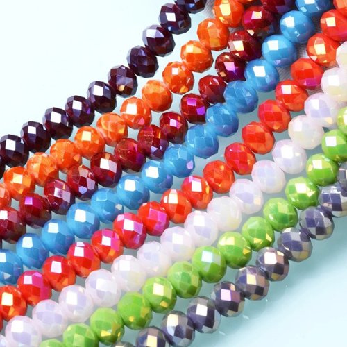 Image of Natural Faceted Crystal Glass Beads – 4mm, 6mm, 8mm Round Loose Spacer Beads for DIY Jewelry Making & Needlework Projects