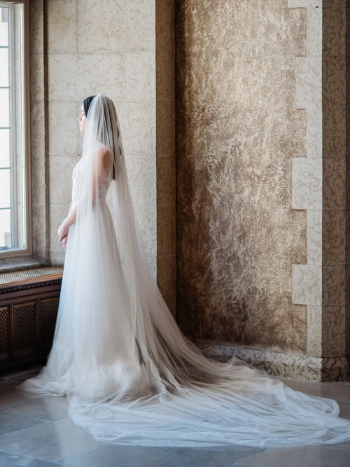 Immagine di Velo da Sposa Monostrato in Tulle Extra Largo