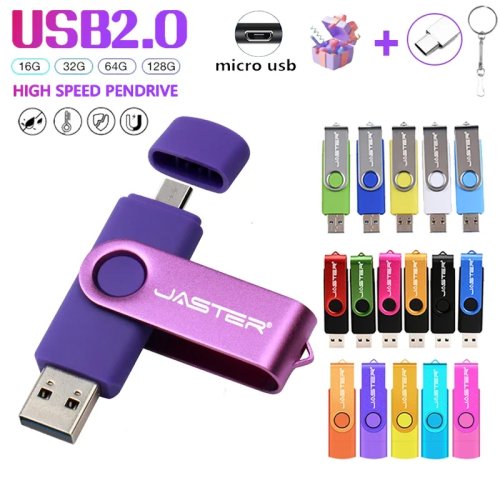 Afbeelding van Jaster OTG 2-in-1 USB Flash Drive - 128GB, 64GB, 32GB, 16GB Externe Opslag met Frosted Design voor Smartphone en Computer