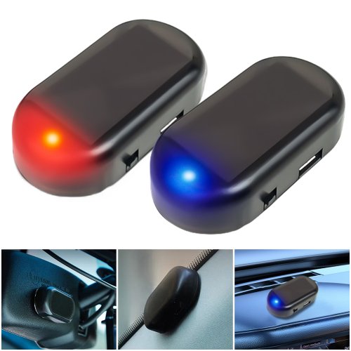 Afbeelding van Zonne-energie Auto Nepbeveiligingslamp met Blauw-Rood Flitslicht – Draadloos Dummy Alarm voor Anti-Diefstal Bescherming