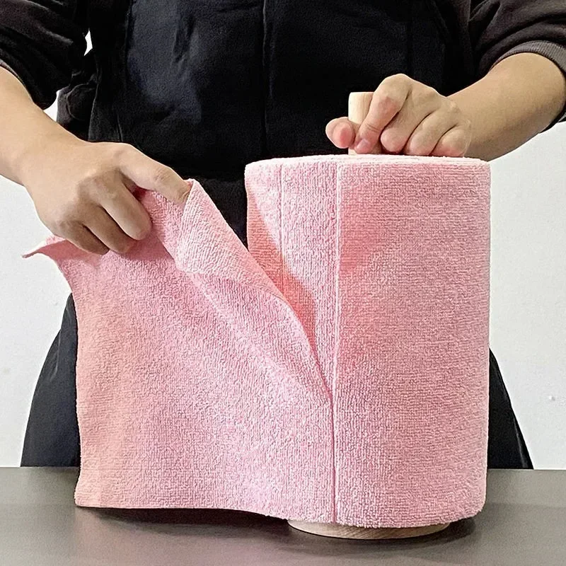 Image of Eco-Friendly Reusable Cleaning Wipes - Natural Microfiber Kitchen Towel Rolls for Sustainable Dishwashing and Household Cleaning, 1 Roll of 20 Sheets