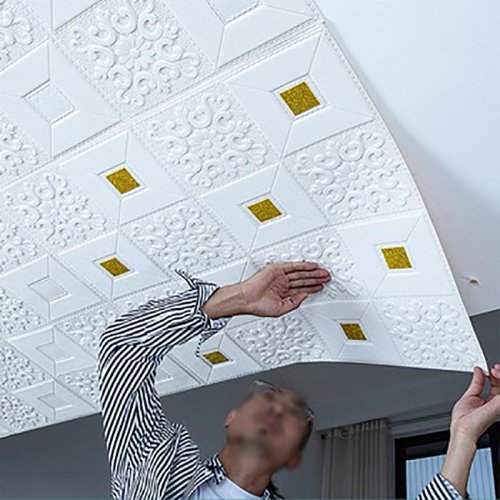 Grootformaat 3D Bakstenen Plafondbehang - Waterdichte Zelfklevende Muurstickers voor Stijlvolle Woondecoratie