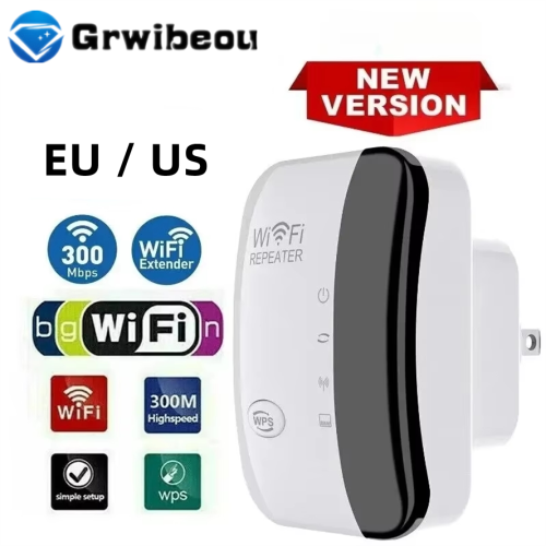 Afbeelding van WiFi Repeater Draadloze Signaalversterker met Uitgebreide Netwerkversterking voor Thuis - 300m Door de Muur, Ideaal voor Slaapkamer en Mobiel Gebruik