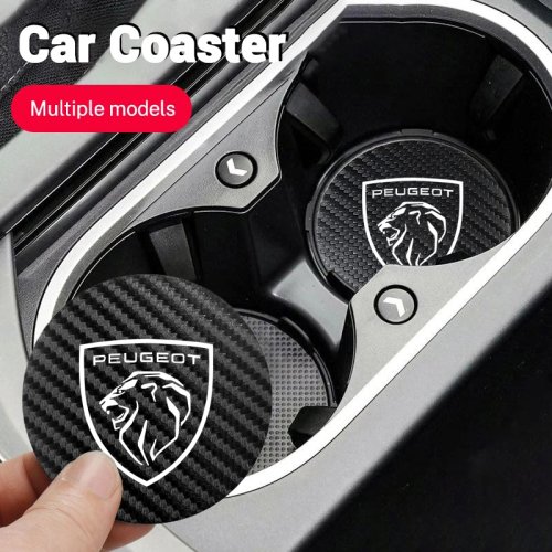 Zdjęcie Samochodowa skórzana mata pod kubek z logo samochodu Akcesoria do czajnika Peugeot 408 4008 308 3008 5008 508 2008 208 301 407 108 205 308