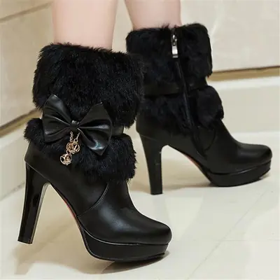 Image de Bottes Lolita à Talons Hauts - Rose, Blanc, Noir