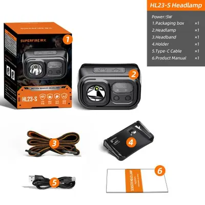Image de Phare LED Puissant Rechargeable - Mini Lampe Frontale Superfire HL23