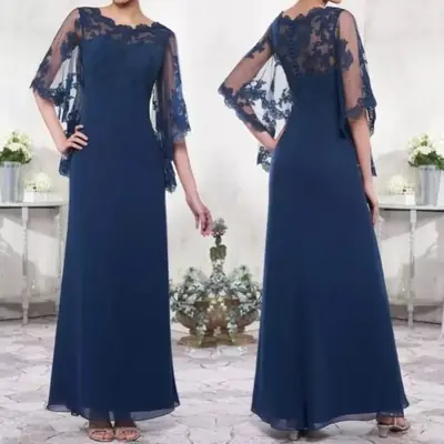 Robe Maman de Mariée Bleu Marine - Élégante & Sophistiquée