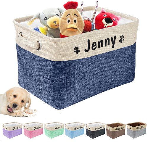 Imagen de Caja de Almacenamiento Personalizada para Perros con Nombre Impreso: Organizador Plegable para Juguetes y Accesorios de Mascotas