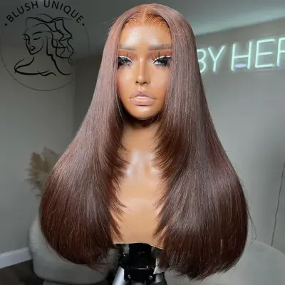 Image de Perruque Lace Front Synthétique Lisse Ombrée Blonde