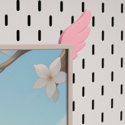Immagine di Una coppia di ornamenti decorativi carini con stampa 3D Camera di e-sport Ali rosa Monitor Ornamenti decorativi Regali creativi per gli amici