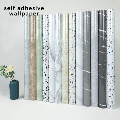 Afbeelding van Zelfklevend Marmer Vinyl Behang voor Badkamer, Keuken en Kasten – Waterdichte PVC Muurstickers voor Werkbladen en Interieur