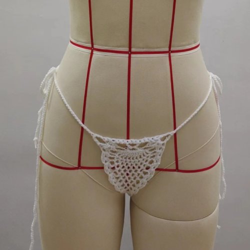 Zdjęcie CROCHET BIKINI Mini mikro stringi stringi seksowny dół od bikini damskie stroje kąpielowe szydełkowa...