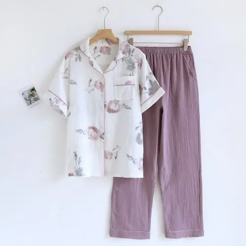 Image de Pyjama Japonais Femme - Ensemble 2 Pièces en Coton Bio