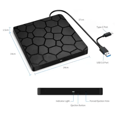 Image de Lecteur DVD Externe USB 3.0 & Type-C - Slim et Rapide