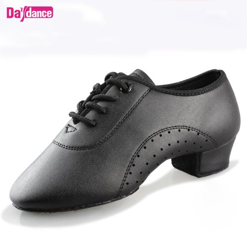 Image of Elegant Black Low-Heel Latin Dance Shoes for Boys – Perfect for Ballroom, Tango, Salsa, Rumba, Modern & Jazz Dance Performances