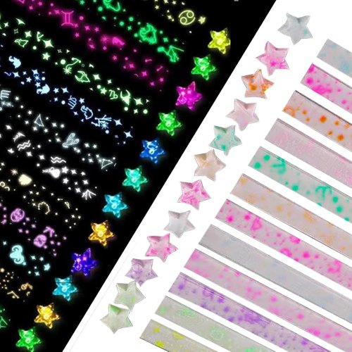 Immagine di Origami Stellari: Strisce di Carta Decorative Colorate per Creare Stelle Luminose e Lucky Star Fai Da Te