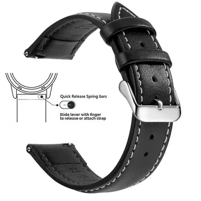 Image de Bracelet Montre Cuir Véritable - 18/20/22mm - Compatible Samsung, Garmin, Huawei
