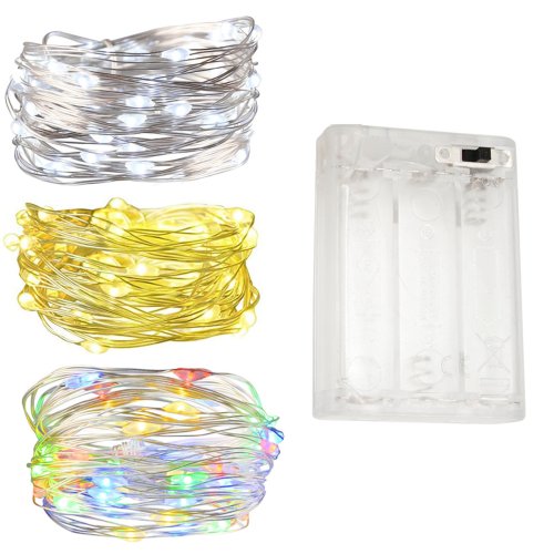 Image of Elegant Copper Wire LED String Lights with Battery Power – Warm White Fairy Lights for Christmas, Wedding, Party, and Indoor Home Decor