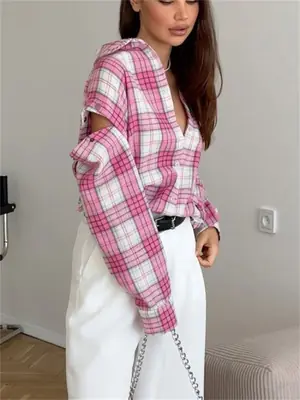 Image de Chemise Patchwork Femme - Style Décontracté & Élégant